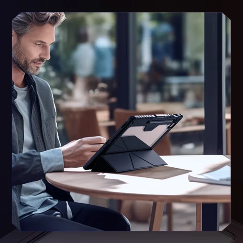 Imagen 2 del producto Nillkin para Samsung Galaxy Tab S9 Plus S10 FE Plus S10 Ultra Armor Funda de cuero para parachoques cámara deslizante PU duro + Protector de PC