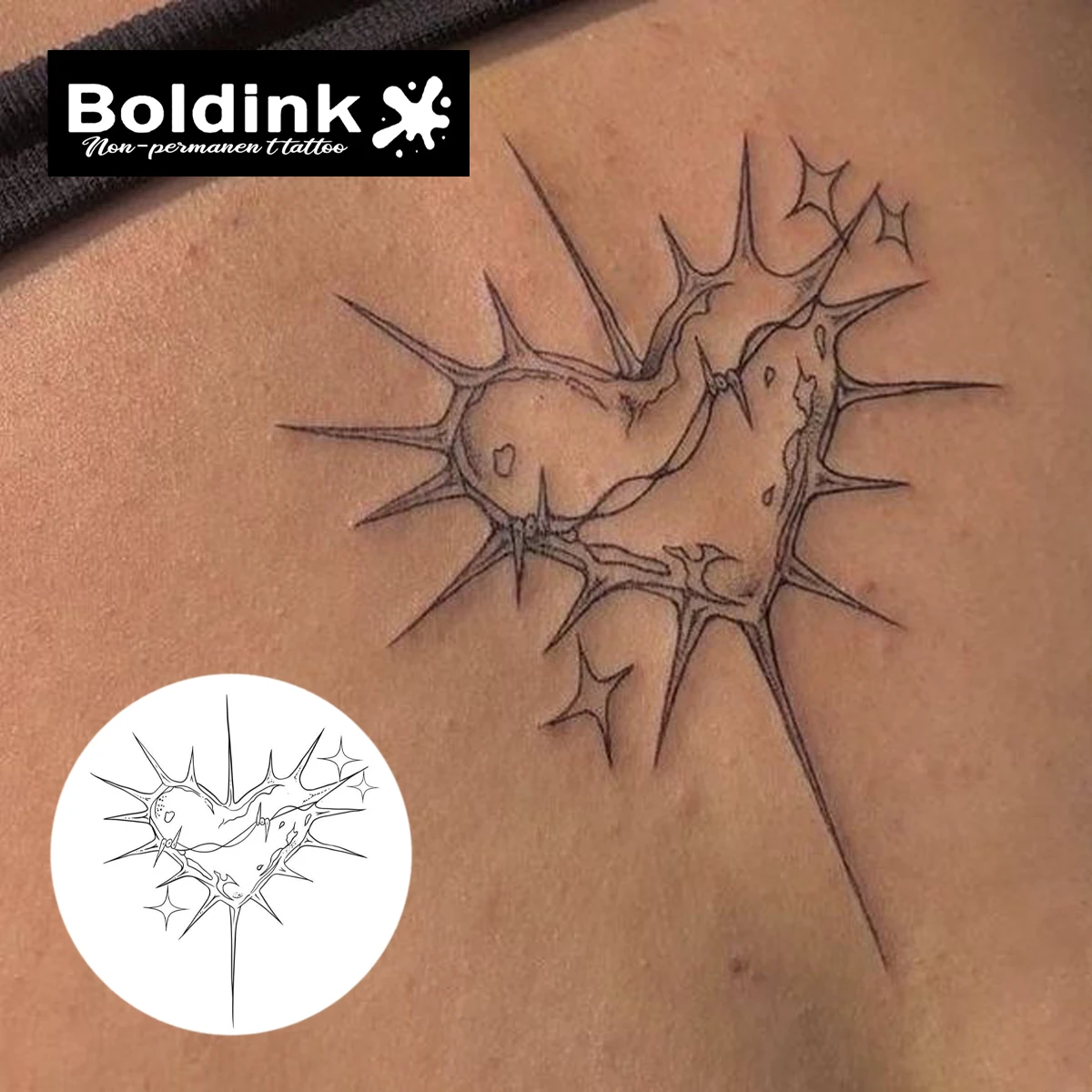 Thorned Lov Boldink Temporäres Tattoo, Letzt bis 15 Tage, neue Technologie, magischer, wasserfester, semi-permanenter Aufkleber.