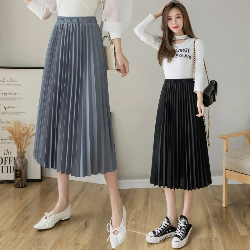 กางเกงขายาวทรงขาบานผ้าไหมน้ำแข็งพลีทเอวยางยืดสไตล์ลำลองสำหรับผู้หญิงแฟชั่นฤดูร้อน XIZOU 2025