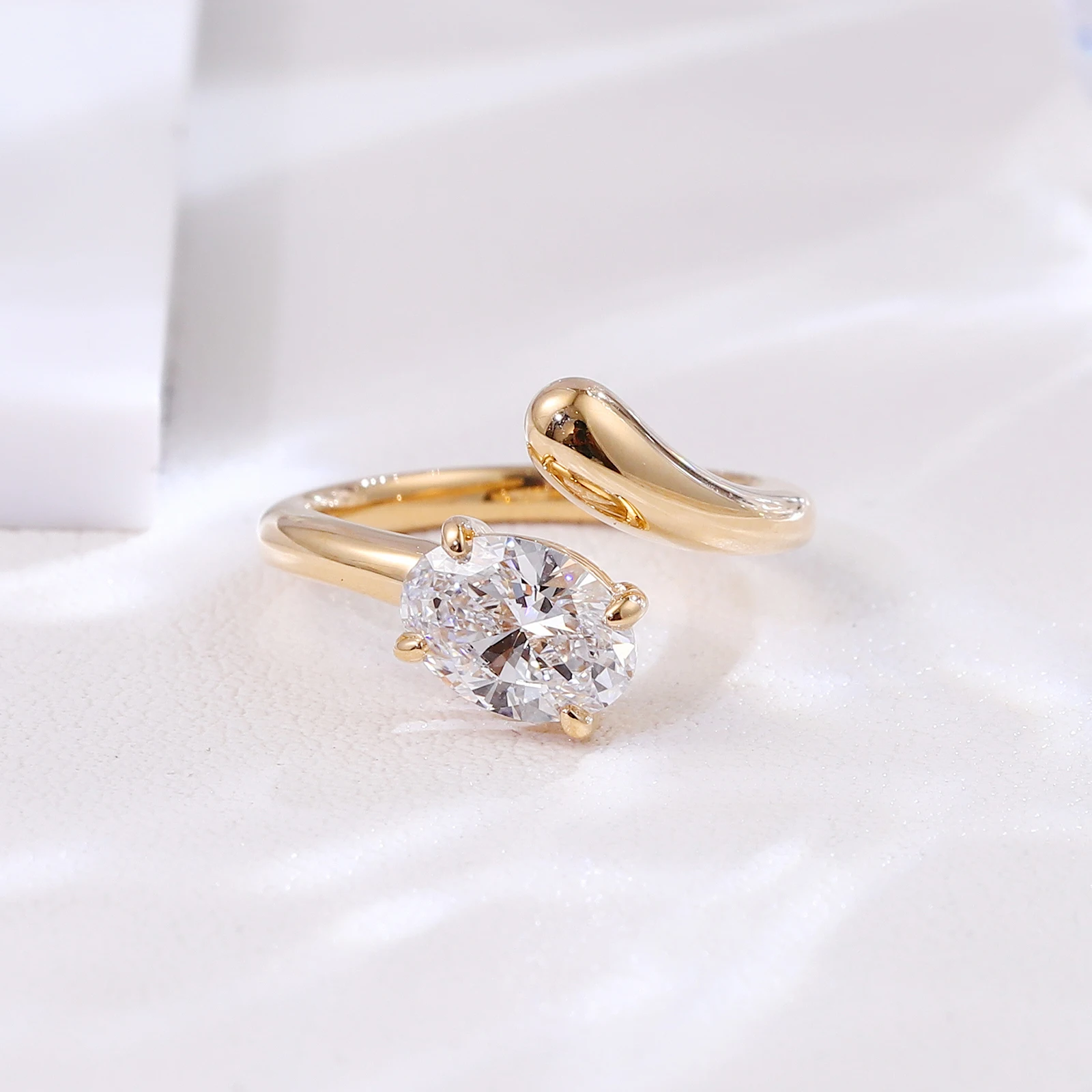 

Provence Minimalist Open ring 9K 10K Gold IGI Oval Lab diamond Everyday Eternal wedding Ring Fine jewelry for Women girls Gifts