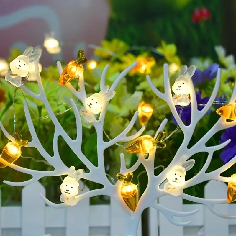 LED الأرنب الجزرة الجنية سلسلة أضواء الأسلاك النحاسية عيد الفصح عطلة ديكور الإضاءة المحيطة الدافئة الأبيض أرنب البرتقال تصميم الجزرة #1