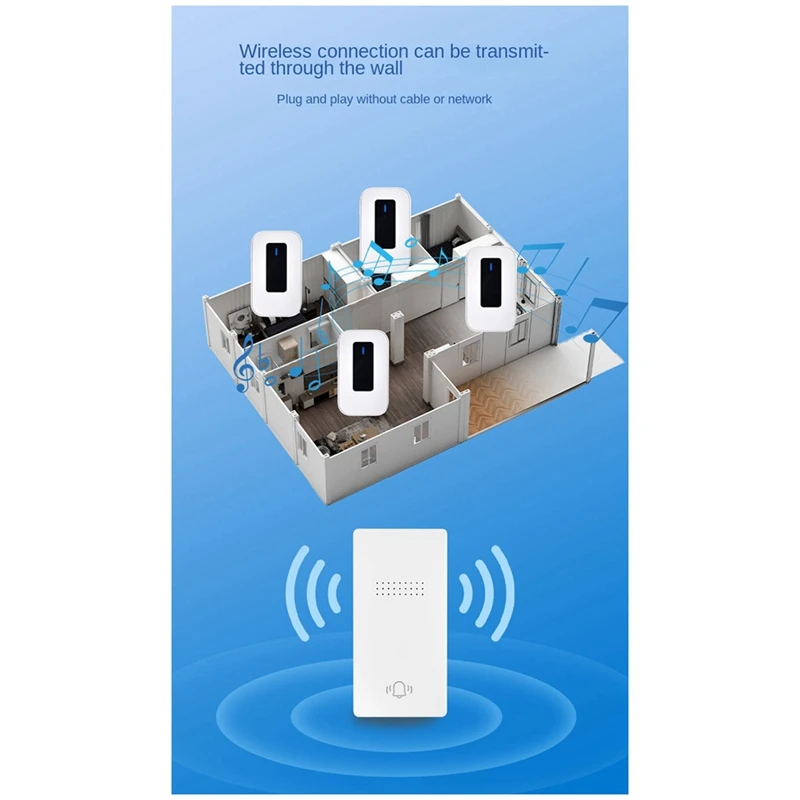 Wireless Doorbell Waterproof Self-Powered 38-Song Doorbell Set Home Outdoor Doorbell With Temperature Display