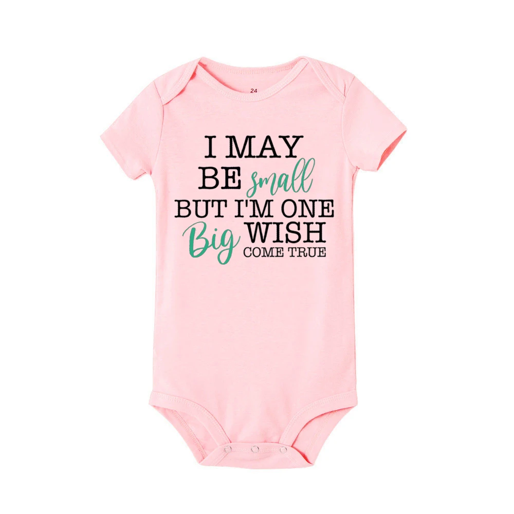 I May Be Amall But I\'m One Big Wish Come Ture Baby Romper Newborn Bodysuit Short Sleeve Jumpsuit IVF Success NICU Baby Clothes