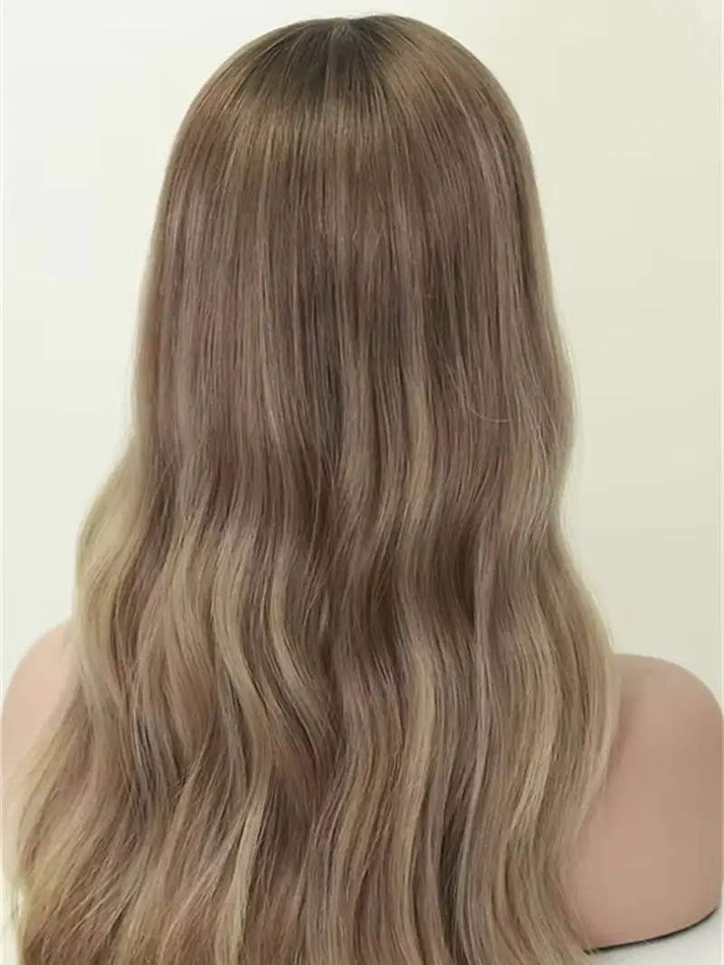 Small Large Size Ombre Blonde Brown Highlights Synthetic HD Lace Front Wig for Women Preplucked Hairline Party Daily Cosplay Wig