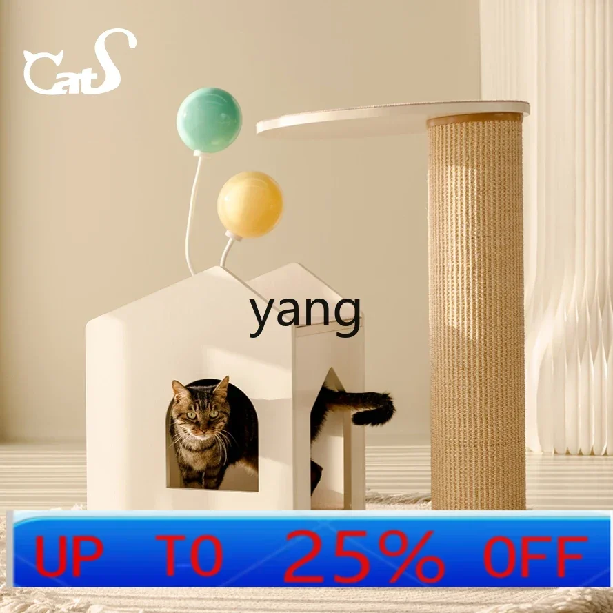 LH integrated cat scratching column cat house does not occupy a double-layer solid wood sisal cat rack