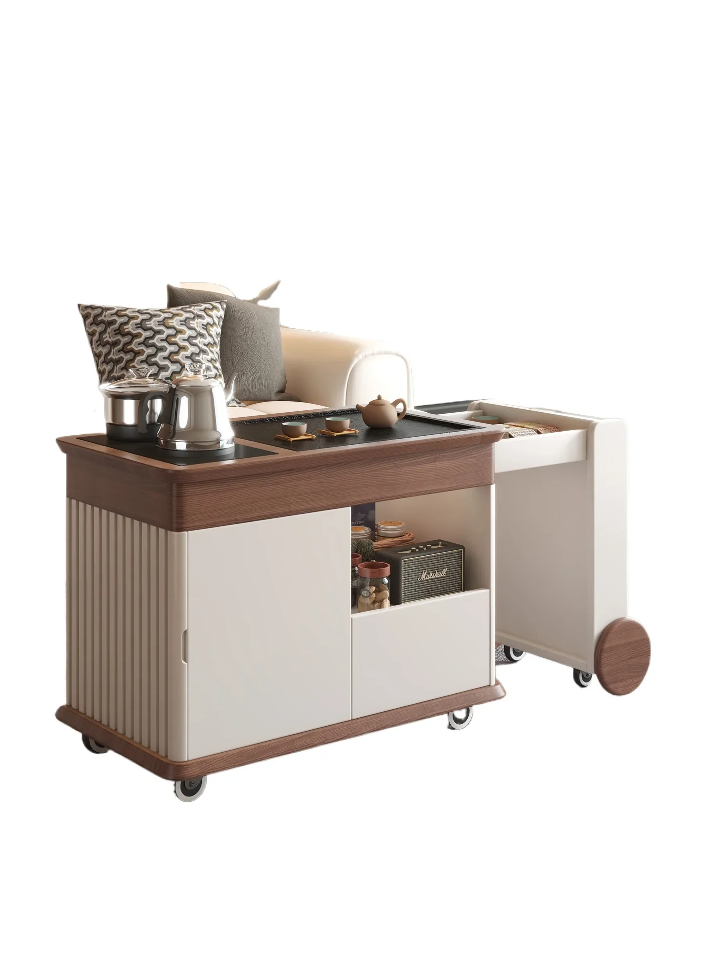 Solid wood movable retractable side table, modern simple sofa side cabinet, small apartment living room, household with boiling