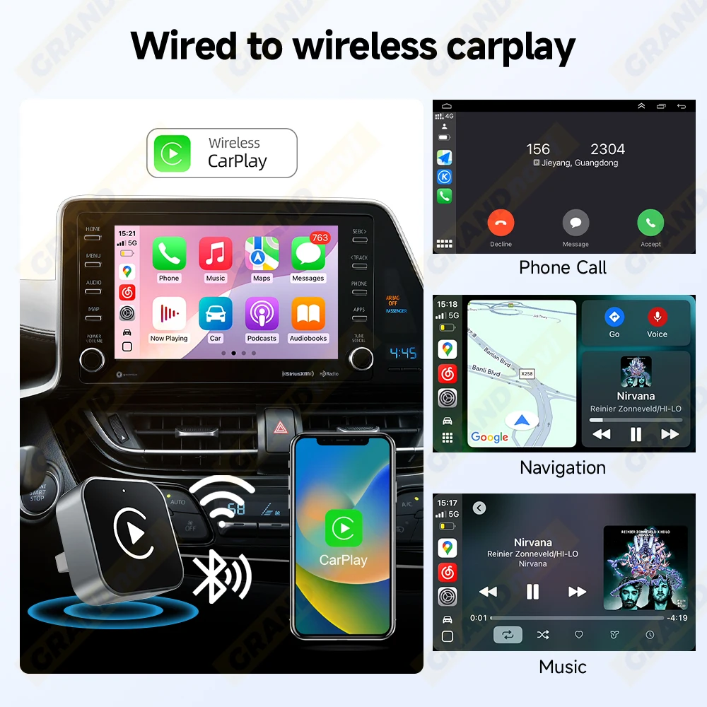 Mini 2-in-1 Wireless CarPlay/Android Auto Adapter Plug-and-Play für VW, Toyota, Nissan, Ford, Benz – Kabelgebunden zu Kabellos für OEM-Kabelgebundene Fahrzeuge – Detail 7