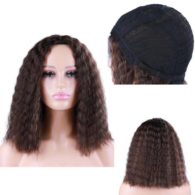 12-дюймовый парик боб с волнистой волной и реалистичной кожей головы подходит для женских повседневных, вечеринок и высококачественных волос на Хэллоуин.