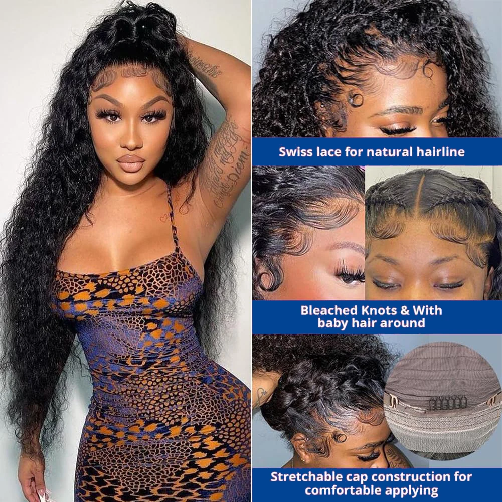 Deep Curly Lace Front Human Hair Wig For Black Women Pre Plucked HD Lace Front Wigs Human Hair 13x4 Deep Wave Lace Frontal Wig