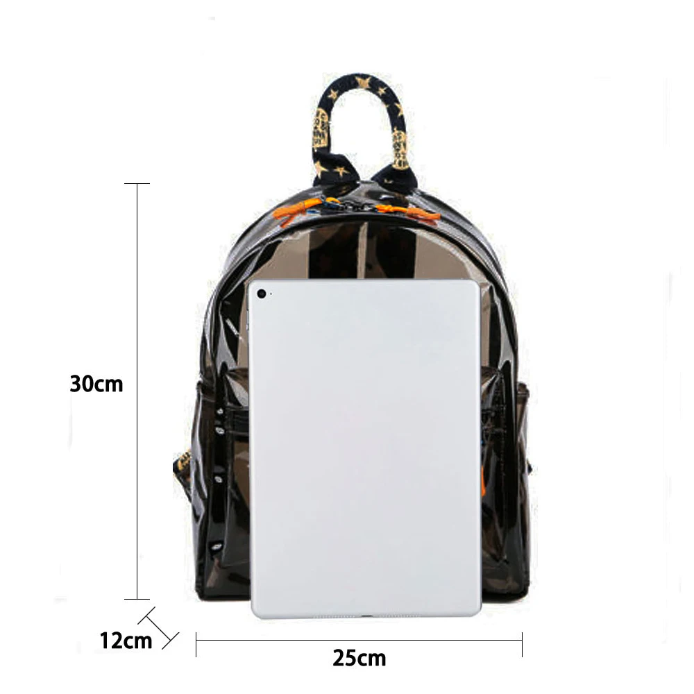 Tinyat Women Durable Transparent Student Backpacks Waterproof Large Capacity Solid Color for Women Travel Outdoor Activities Use