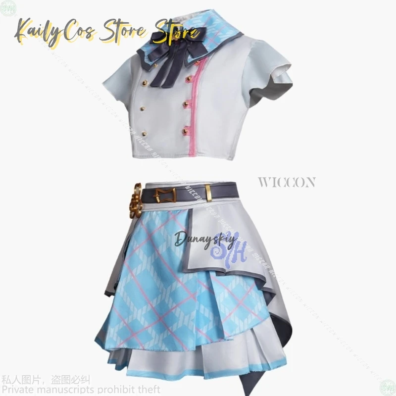 المزيد من القفز الذكرى الثالثة فريق موحدة تأثيري أنيمي لعبة مشروع Sekai Momoi Airi زي الأزرق Kawaii فستان قصير كوس