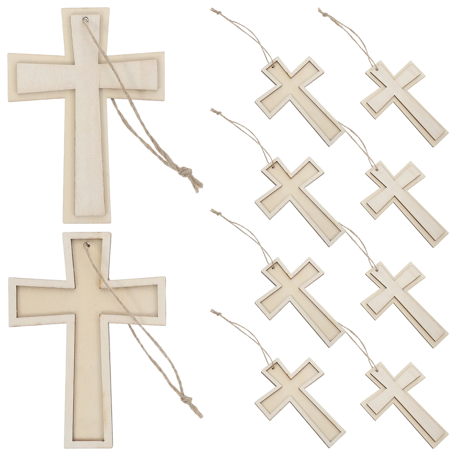 

12 Pcs Wooden Cross Crafts Unpainted Blank Painting Kits for Kids Home Decor nament Accessories Shape Board Cutout Craft