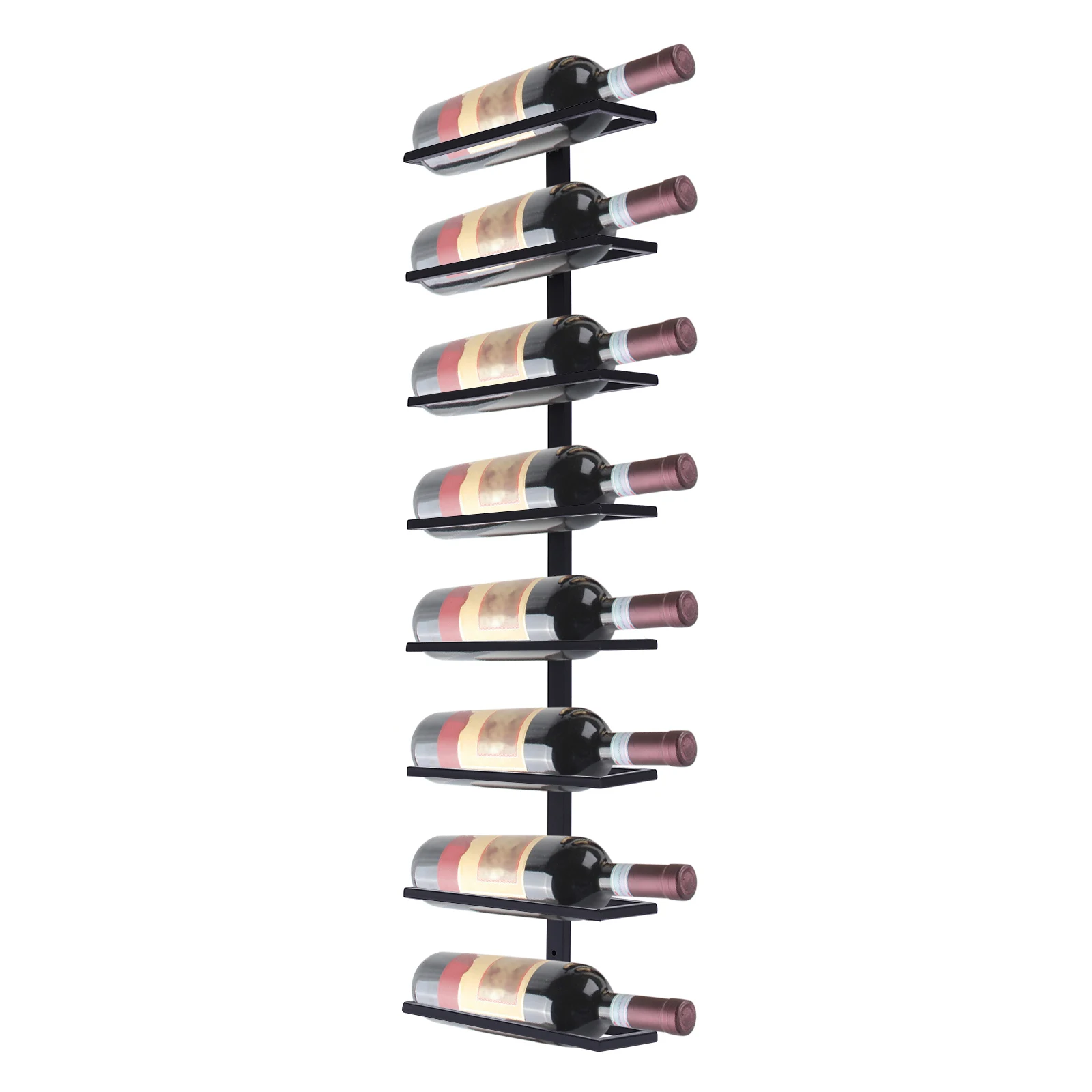 4.33inch Wall Mounted Rectangle Wine Rack Black for 8 Bottles Wine Bottle Rack Holder Storage Organizer for Bar Office Kitchen