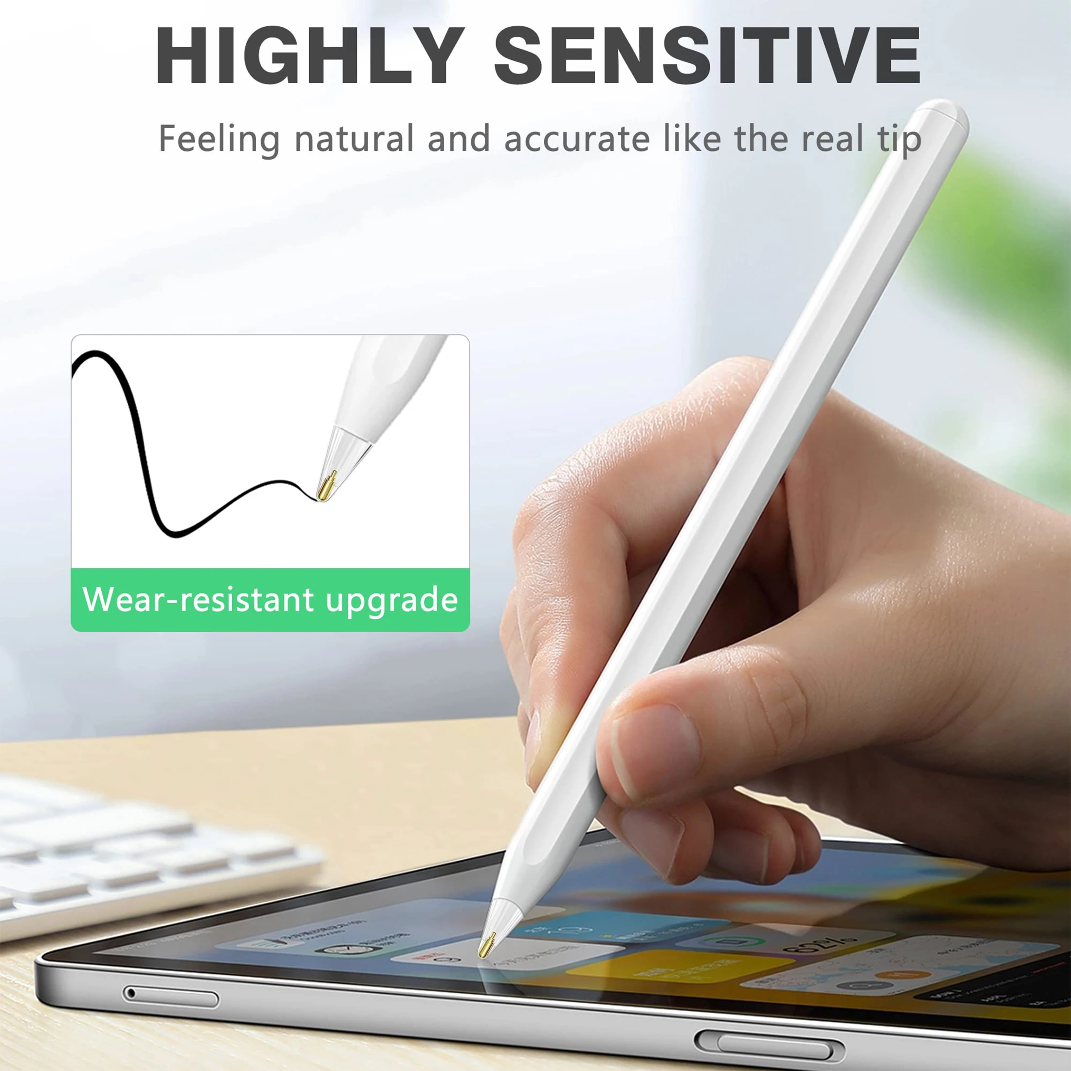 5 Pack Clear Pencil Tips for Apple Pencil 2nd Generation and 1st Generation Fine Point Metal Tip, Wear-Resistant & Precise Cont