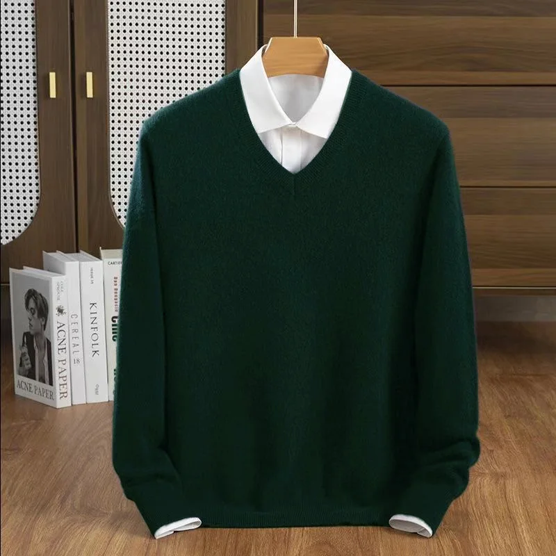 Classic Pullover V-Neck Wool weater Men Autumn Winter Cashmere Blend Warm Jumper Clothes Homme Man Hombres Pullover Top Sweater