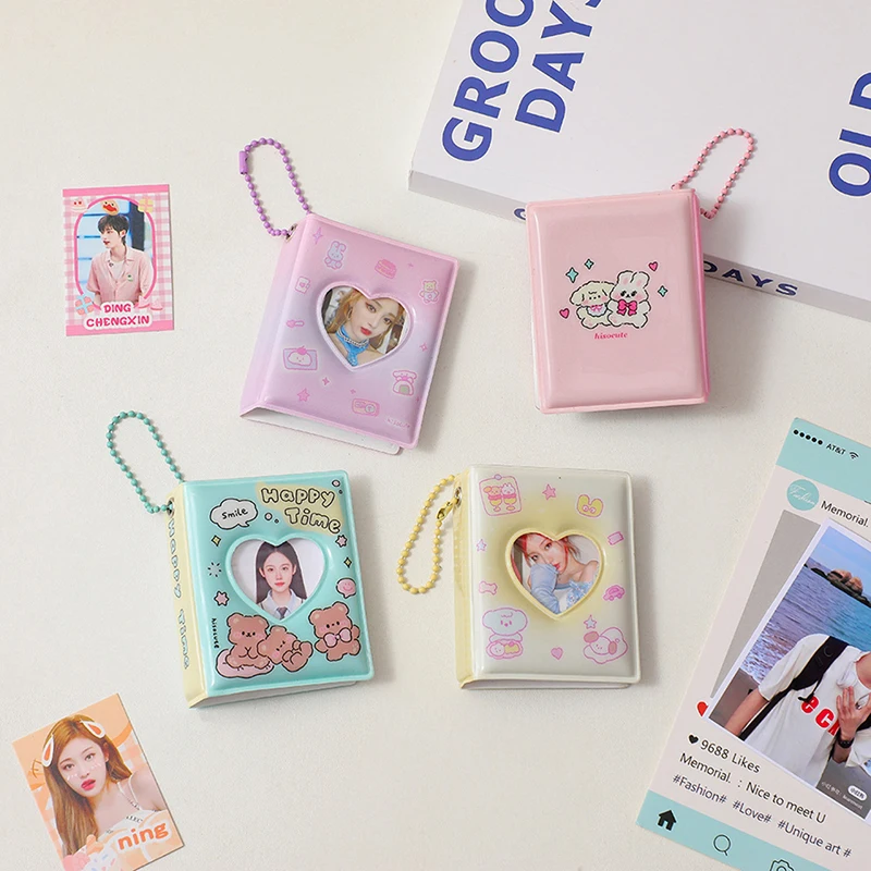 1pc New Mini Cartoon Photo Album PVC Transparent Name Card Holder 32 Pockets Kpop Card Binder Idol Pictures Collect Book