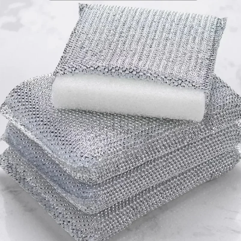 

Set of 4 Non-Scratch Pot Scrub Sponges - Dishwashing & Household Cleaning sponge kitchen cleaning cloth sponge block scrubbing