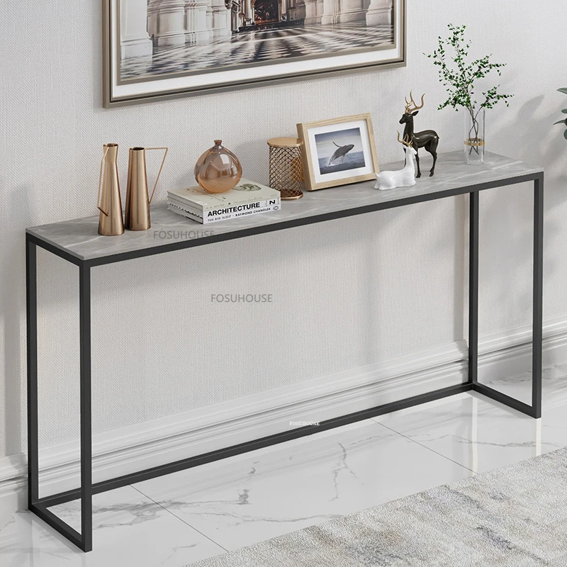 Modern Wrought Iron Marble Console Tables for Home Furniture Profound Stand Household Simplicity Creative Design Entryway Tables