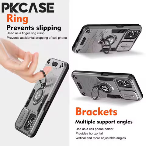 PKCASE Slide Push Window Stand Case For Infinix Tecno Camon 40 Spark 30 30S Pro 20C 20 Go 2 1 POp 9 8 Pova 7 Ultra 5 Pro Cover