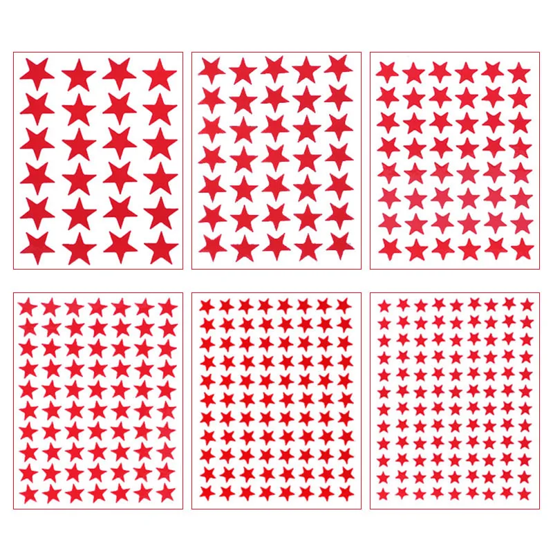 10sheets/bag Red Star Sticker Stamping Five Pointed Star Sticker Children's Reward Sticker Teacher Praise Label