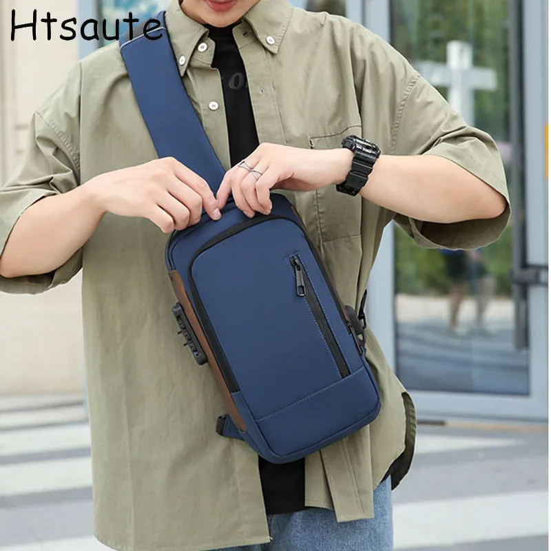 

Men Shoulder Bags Business Chest Multi-Layer Single Crossbody Portable Men's Chest Packs Solid Color Travel Bags bolso hombre