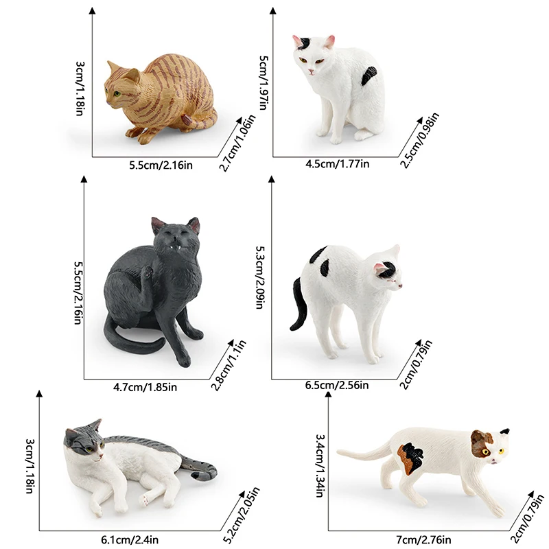 Simulação Cat Animal ornamentos para crianças, modelo cognitivo, quarto, sala de estar, decorações desktop, 1pc