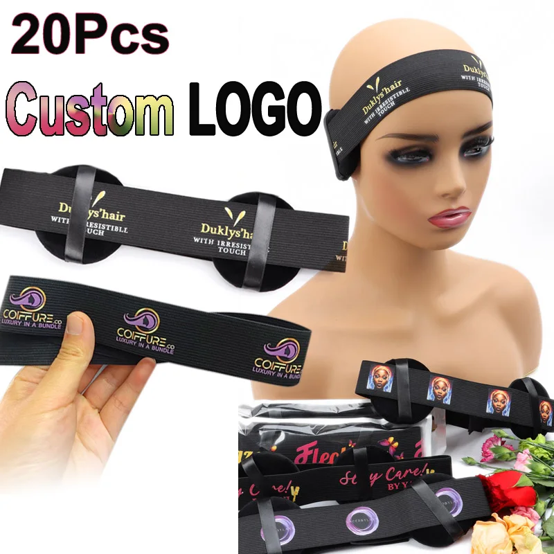 

Lay Edges Down Hold Wigs Down Elastic Bands With Logo 20Packs Lace Melting Band Wig Installing Band Easily Adjustable Wig Band