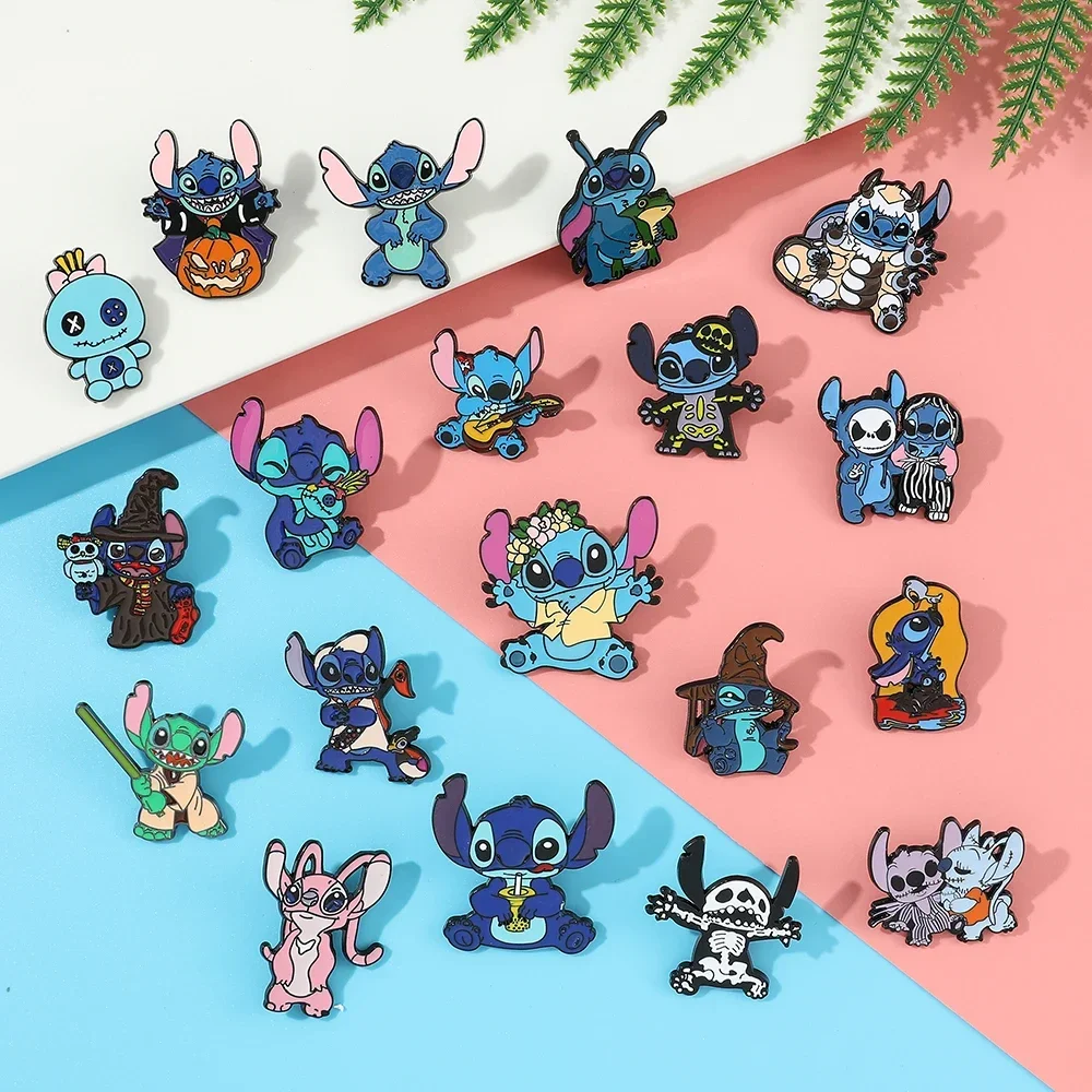 5 Pcs Cartoon Anime Lilo & Stitch Brooch Cute Scrump Angel Lapel Pin Fashion Animal Metal Enamel Badge Jewelry Backpack 2025 image 5