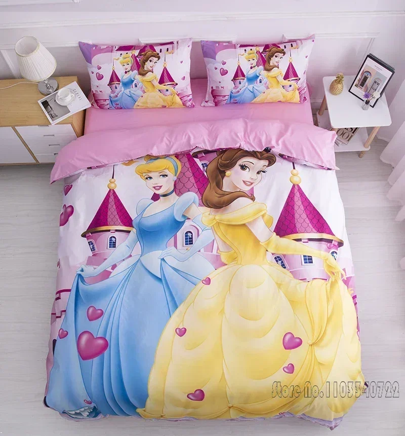 Disney Cinderella Jasmine Princess Snow White Bedding Sets Duvet Cover Set HD Comforter Cover for Kids Bedclothes Bedroom Decor