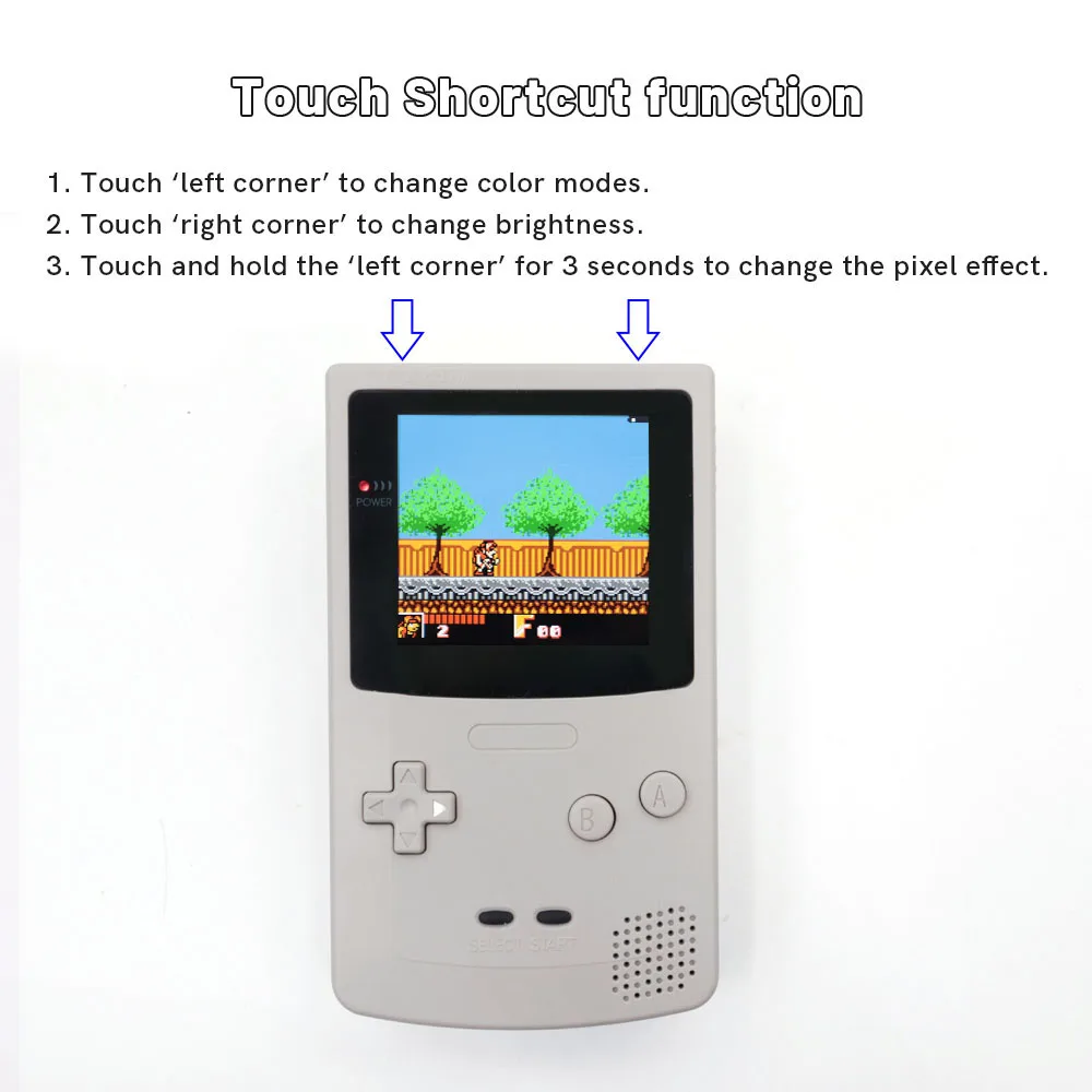 GBC LCD IPS Q5 مجموعة ألوان شعار شاشة الإضاءة الخلفية المصفحة لوحدة التحكم الملونة GameBoy مع غلاف الإسكان المقطوع المسبق #6