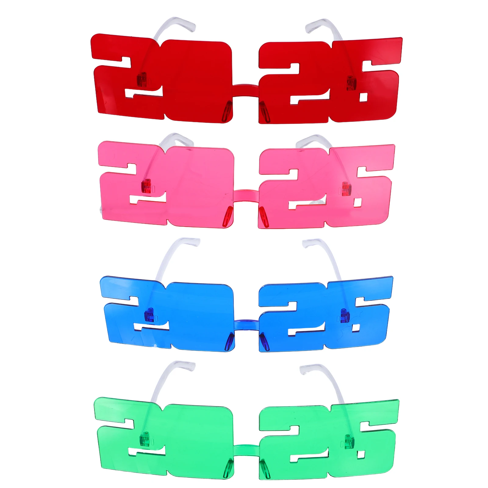 

4pcs 2026 Glasses New Year Eyeglasses Plastic Party Props Reliable Material Versatile Colors Photo Supplies Carnival