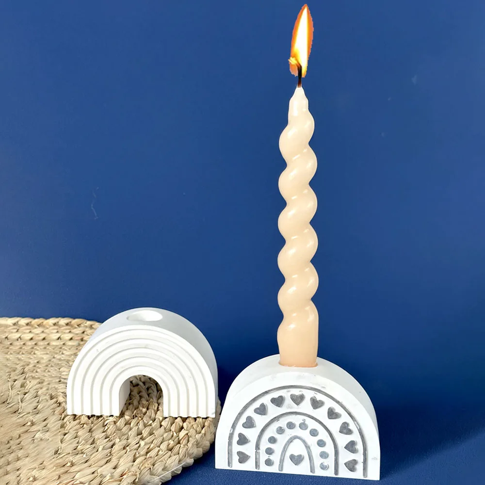 Regenbogen Bogen Kerzenständer Silikonform DIY Nordic Kerzenhalter Handwerk Herstellung Gips Epoxidharz Gussformen Home Decor