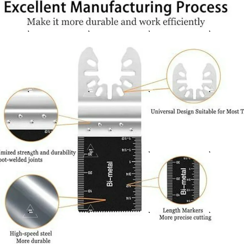 Xmsj 50 peças 1-3/8 "(35mm) lâminas oscilantes bimetálicas para unhas de metal macio corte de madeira liberação rápida universal