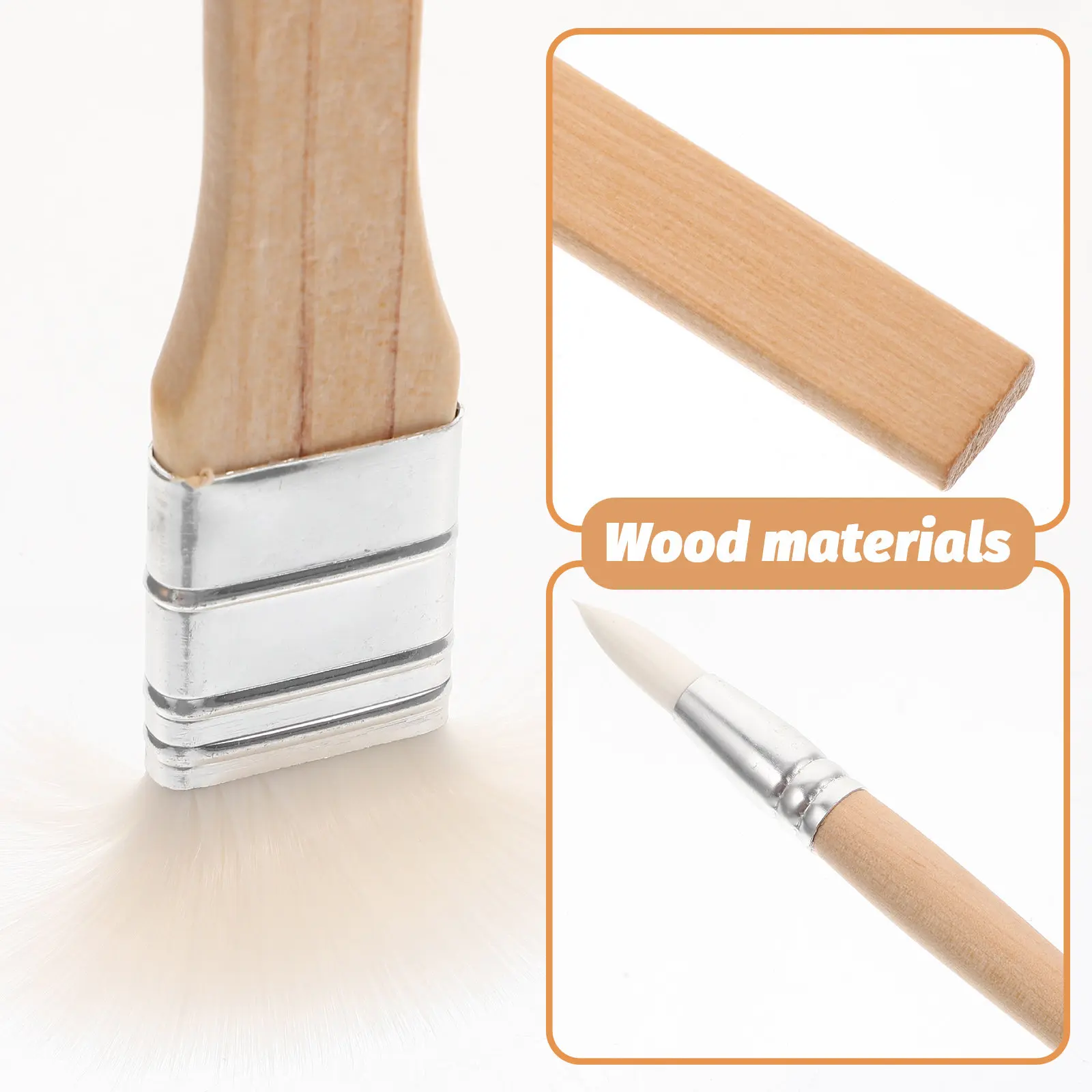 6Pcs Short Handle Painting Brush Set Wooden Handle Portable Watercolor Oil Paintbrush Drawing Clay Tools for DIY Craft Travel