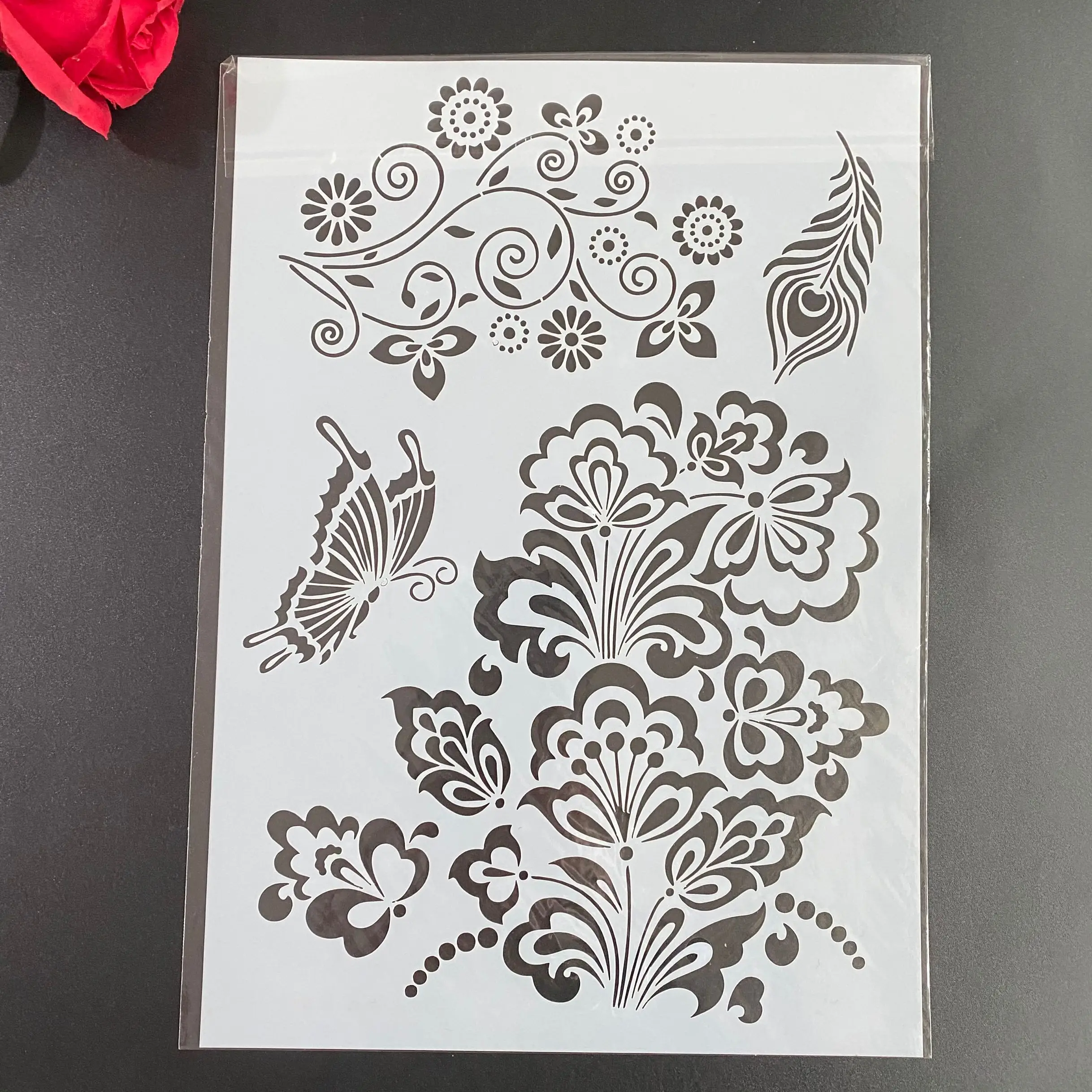 

DIY Stencils Wall Painting Scrapbook Coloring Embossing Album Decorative Paper Card Template A4 Butterfly flower Floral