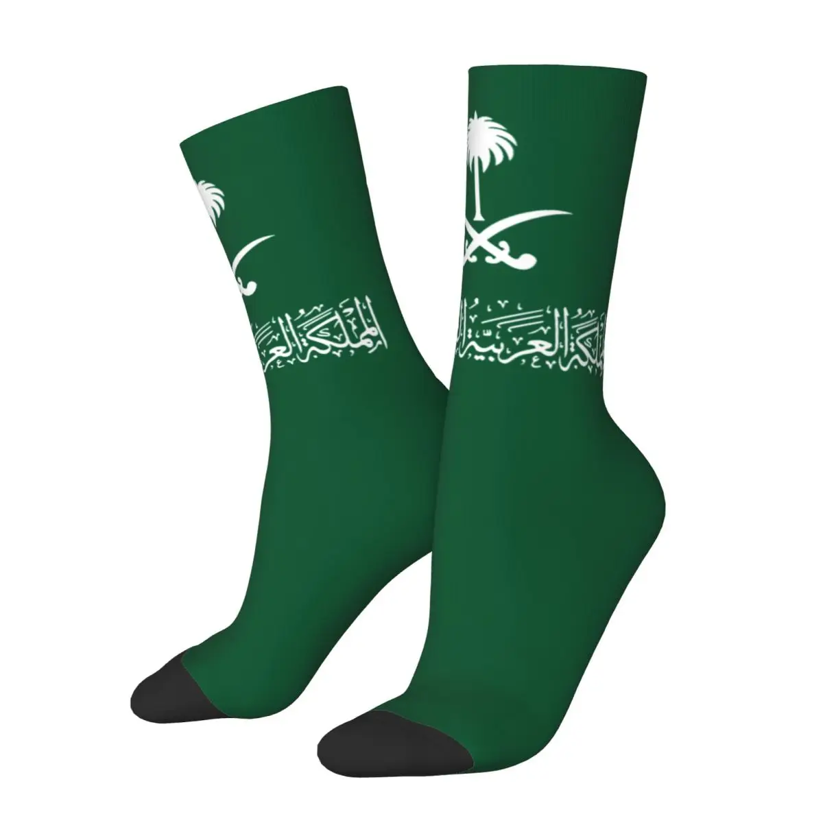 Chaussettes avec emblème du royaume d'Arabie saoudite pour hommes et femmes, chaussettes à tube moyen non ald, décontracté, fête nationale saoudienne, automne, hiver