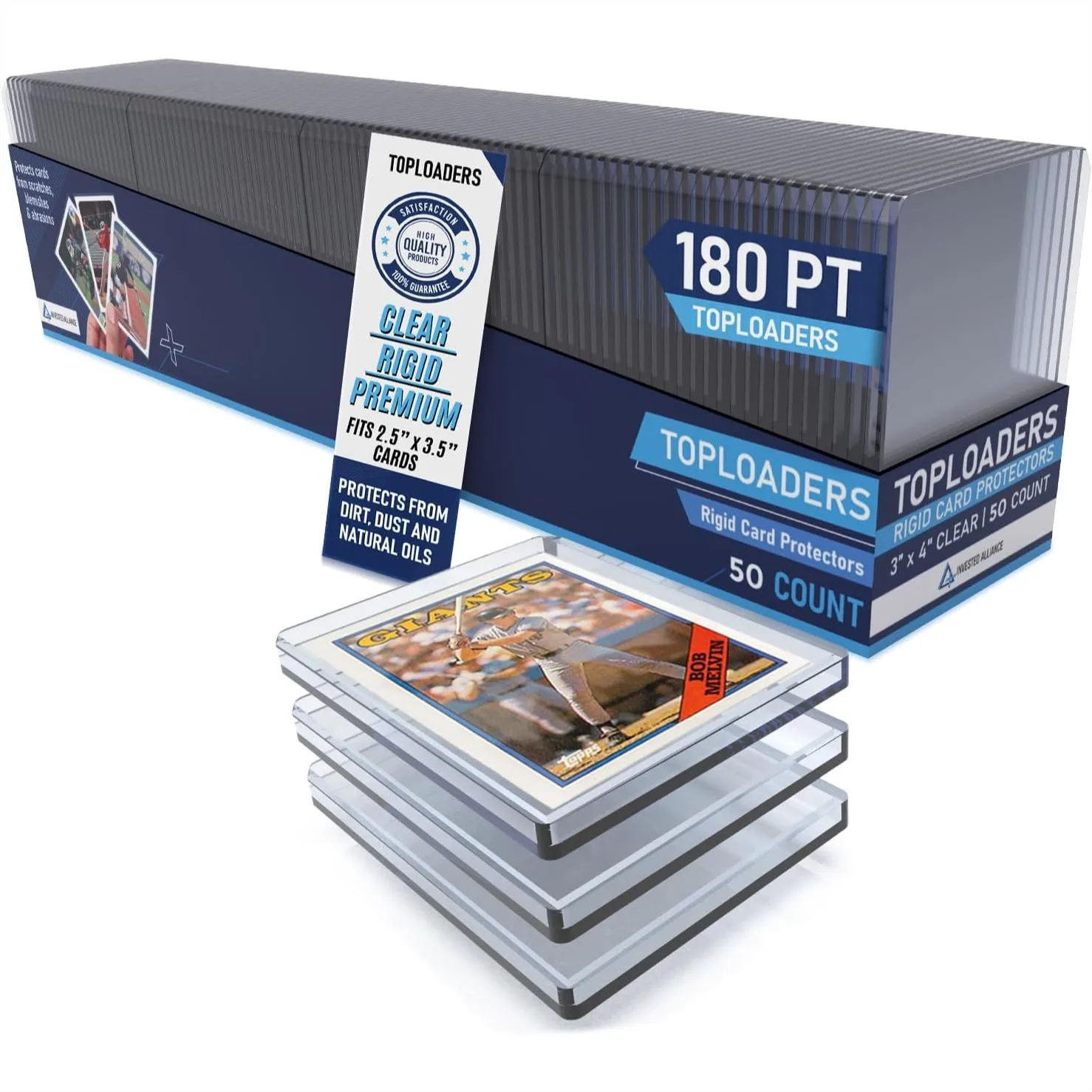 

Top Loaders For Cards 20PT To 360PT Thick Hard Plastic Card Holders With Clear Rigid Protection For Sports TCG Trading Cards 50 Pack