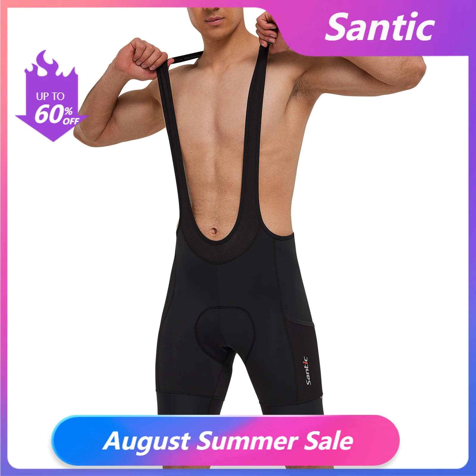 Santic Bib Shorts Ciclismo 4D Acolchoado MTB