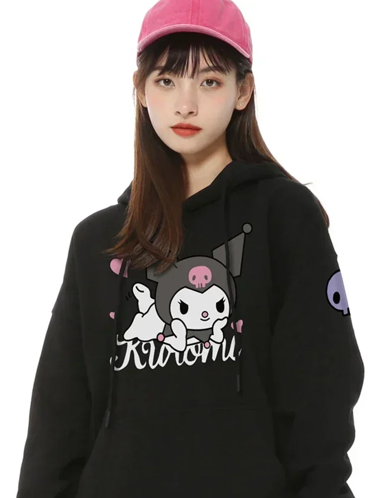 2024 new trendy niche clothing outfit, Kuromi collaboration hoodie, women's hooded, Sanrio hooded sweatshirt