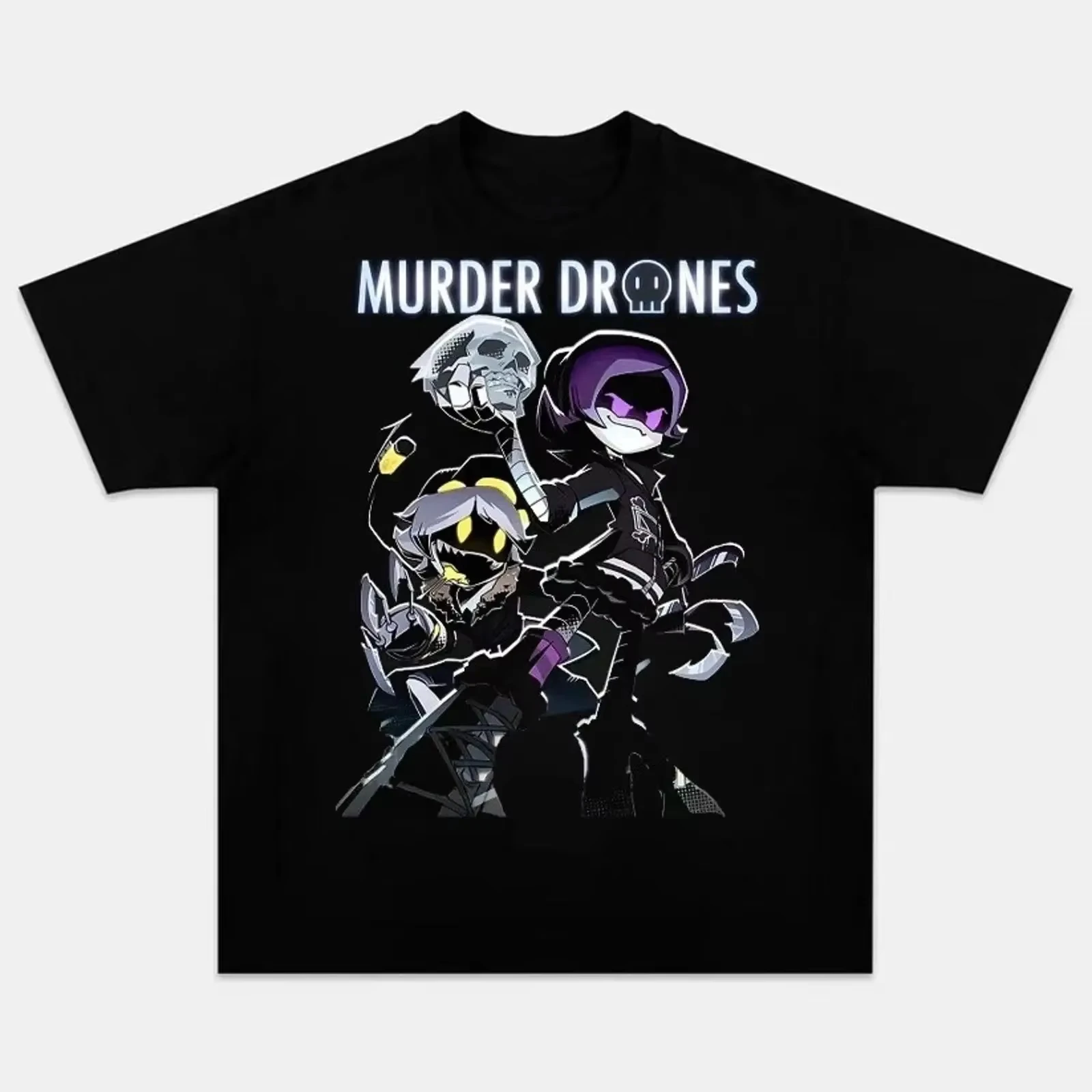 Murder Drones Graphic T-Shirt Uzi N V Cartoon Robot Merch Unisex O-Neck Short Sleeve Tee Casual Streetwear Anime Cotton Top Gift