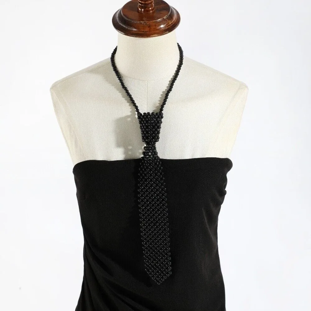

Модный элегантный галстук-рубашка с воротником из бисера, женский галстук для ночного клуба, галстук в стиле ретро