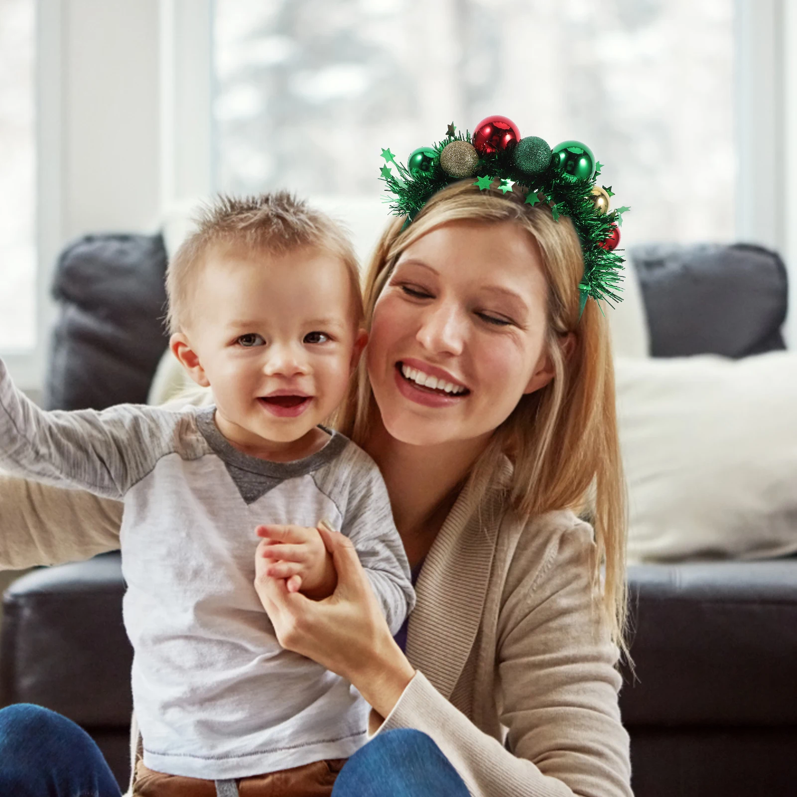 غطاء رأس جميل على شكل كرة عيد الميلاد، ملابس مريحة، طوق شعر احتفالي للاحتفالات في العطلات، إكسسوارات حفلات عيد الميلاد