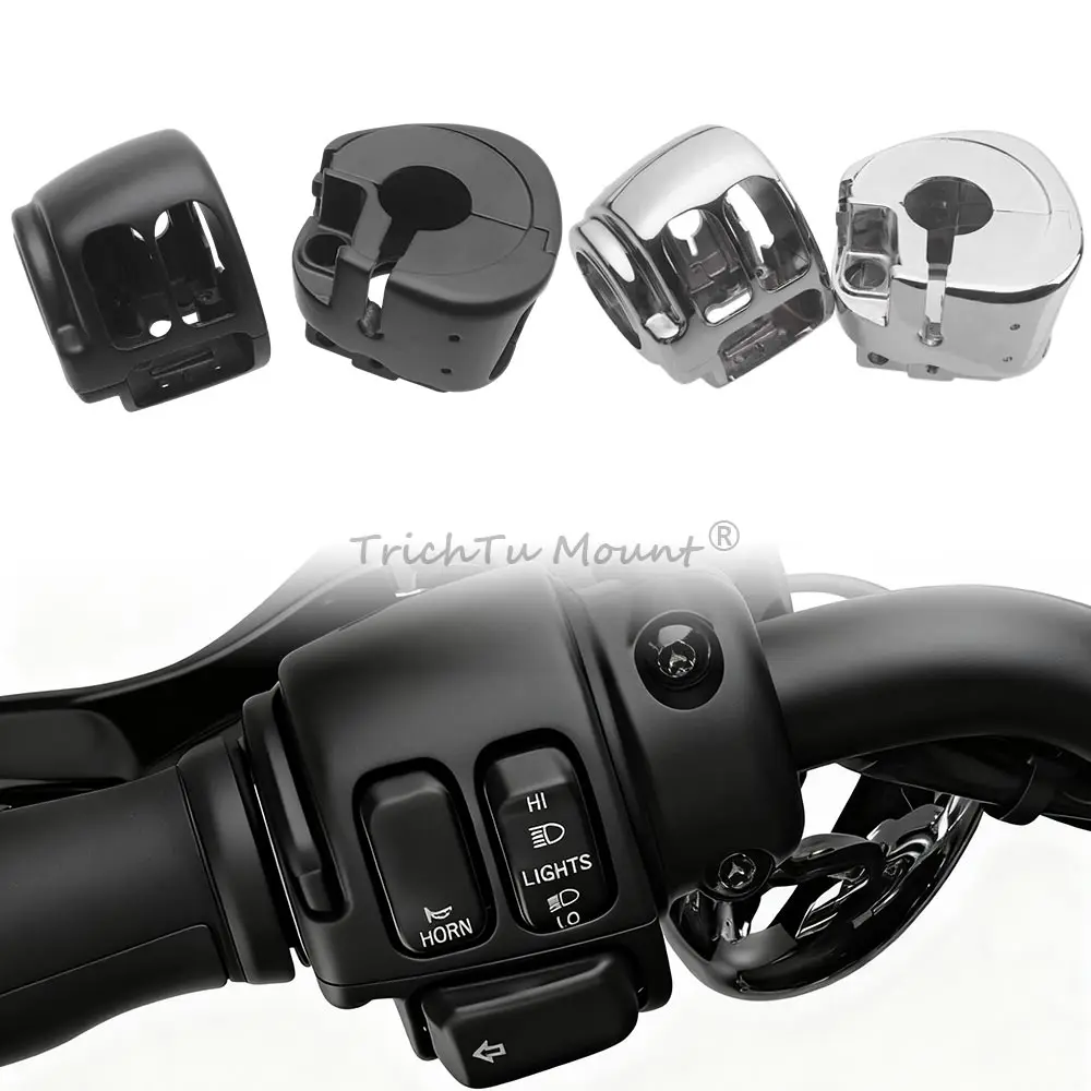 Motorcycle Handlebar Control Switch Housings Cover Kit Chrome Aluminum Accessory For Harley Davidson 2014-Later XL Dyna Softail