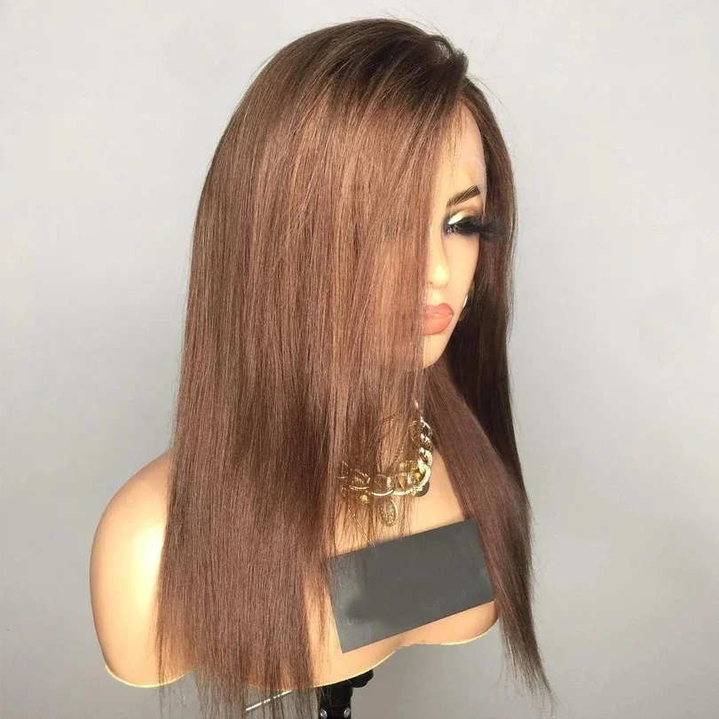 

Натуральные еврейские волосы омбре-коричневого цвета, без клея, мягкие, длинные, прямые, 5x5, на шелковой основе, с HD-кружевом, европейские волосы, с baby hair, предварительно выщипанные