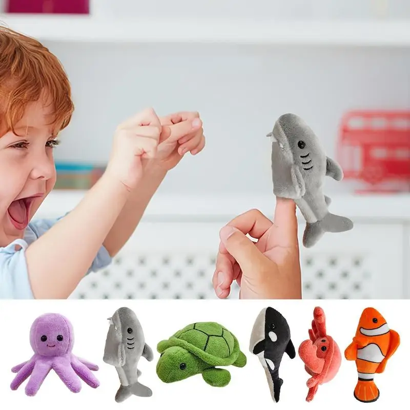 Finger Puppets For Toddler Kids Plush Cartoon Marine Animals Finger Puppets Educational Story Telling Learning Aid Soft Dolls