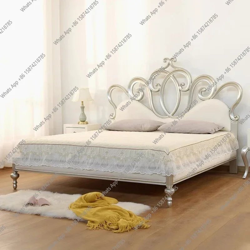 

Crown Princess Bed Double Frame Beauty Modern Luxury Bed Nordic European French Aesthetics Fashionable Wood Muebles Furniture