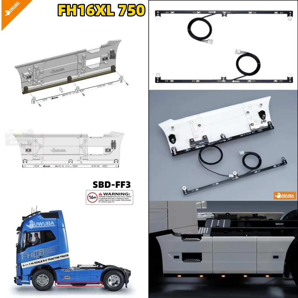 

4X2 ABS Боковой фонарь Боковая юбка Световая панель SBD-FF3 для 1/14 Tamiya RC JUWUBA VOLVO FH16XL 750 56375 Детали прицепа с дистанционным управлением