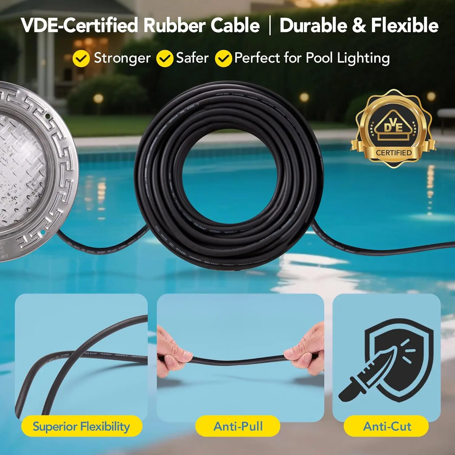 PN01DC LED Inground Pool Lighting System RGBW Color Change 10 Inch 50W, Remote/App Control, 120V AC, 100 Feet Cord·Hot Sale