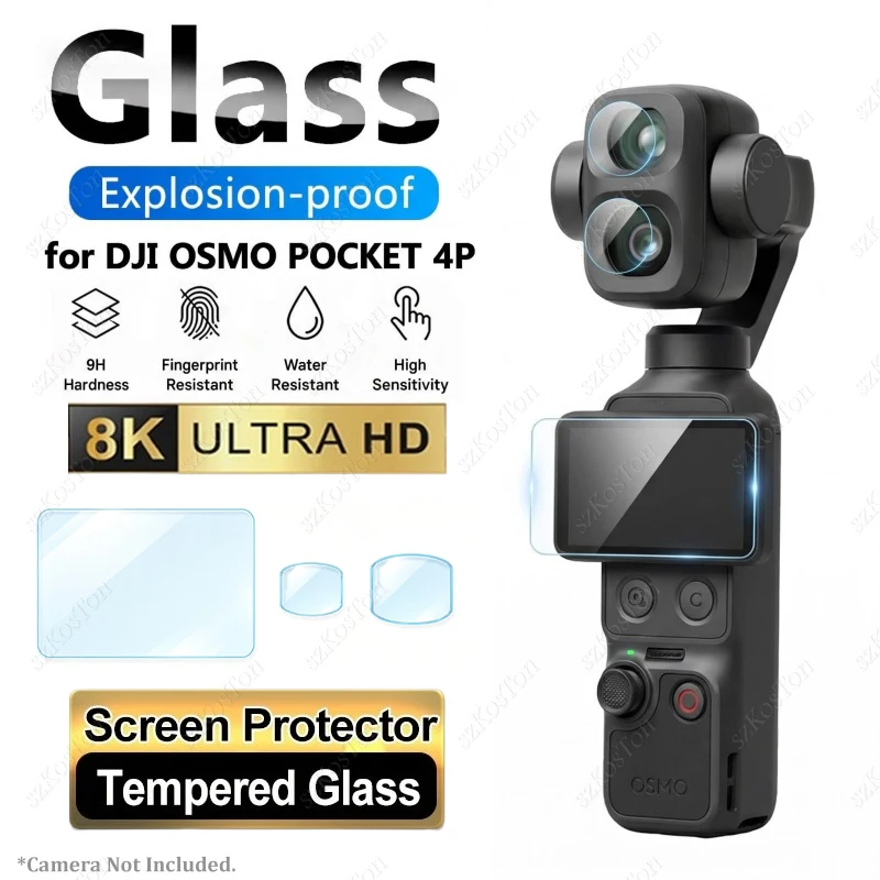 

9H Tempered Glass for DJI OSMO Pocket 4 Pro Screen & Lens Protector Anti-scratch Ultra Thin Gimbal Camera Guard Accessories Set