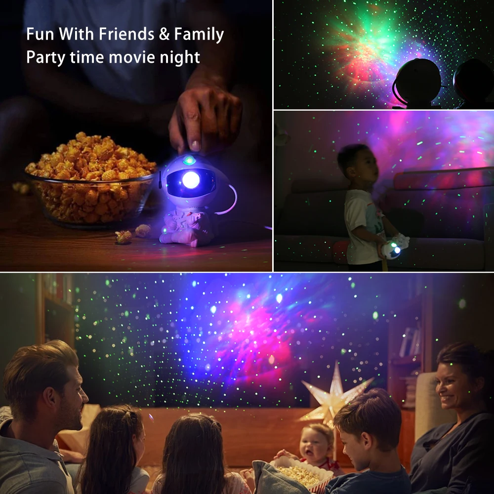 Galaxy Star Projector Starry Sky Night Light Astronaut RGB Night Lamp Home Room Decor Bedroom Decorative Holiday Children\'s Gift